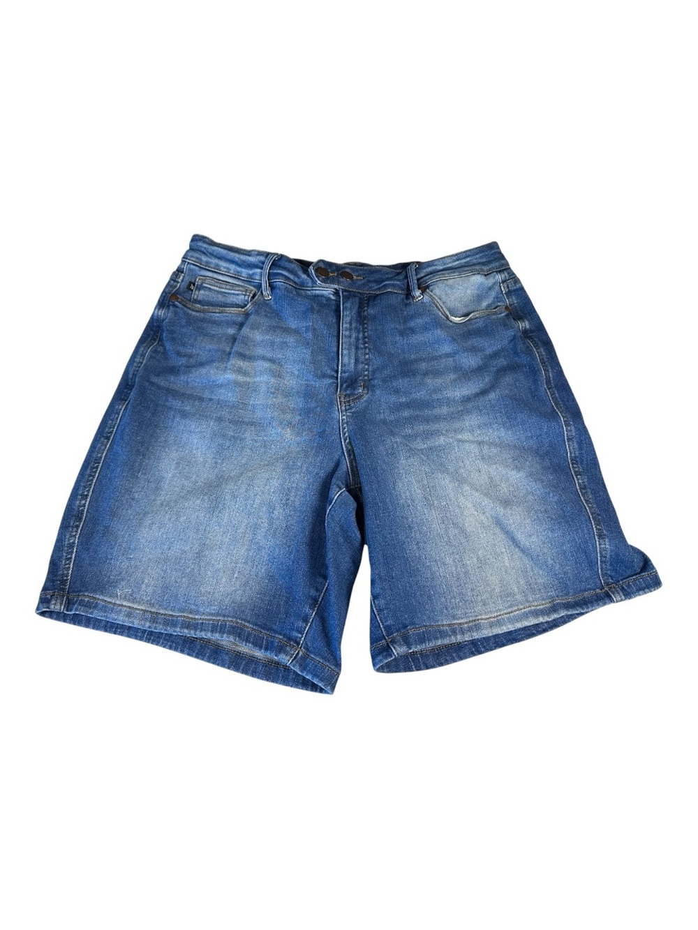 Judy Blue High Waist Tummy Control Double Button Bermuda Denim Shorts 2X EUC